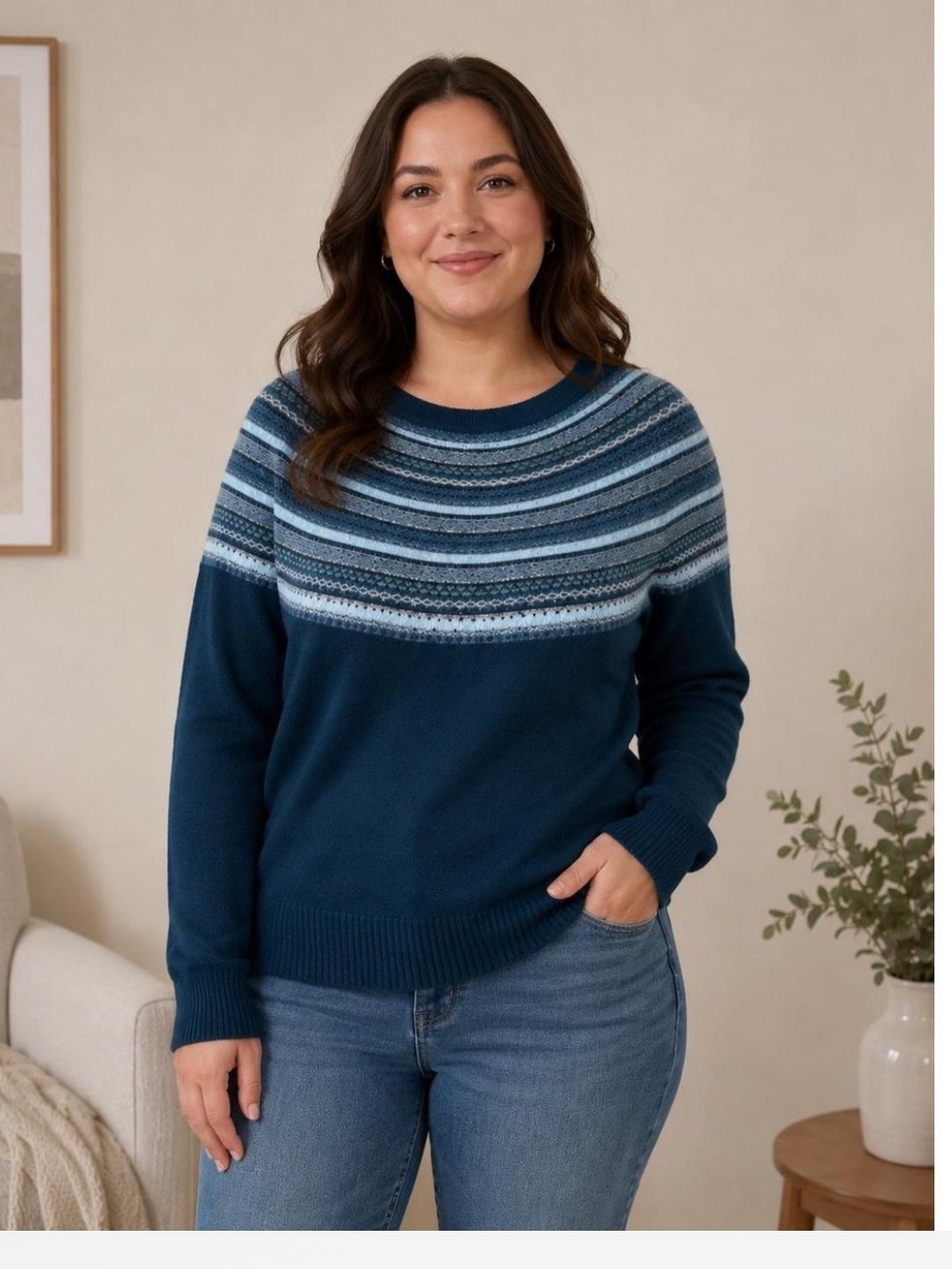 J. Jill Fair Isle Nordic Style Teal Sweater. Cozy. Classic. EUC. SZ Med. Winter